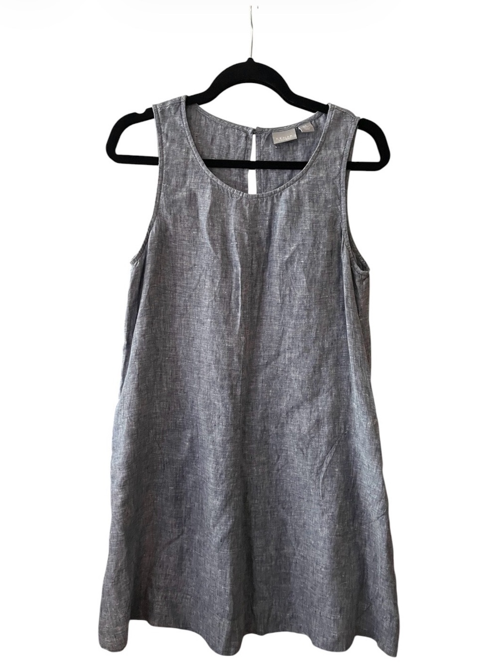 Kenar 100% Linen Shift Dress in Blue | US Size 8